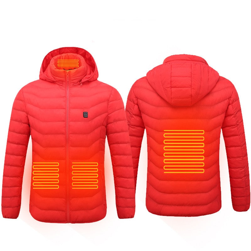 Men's Heated Puffer Jacket with Hood and Quilted Insulation Full Zip - Image 15