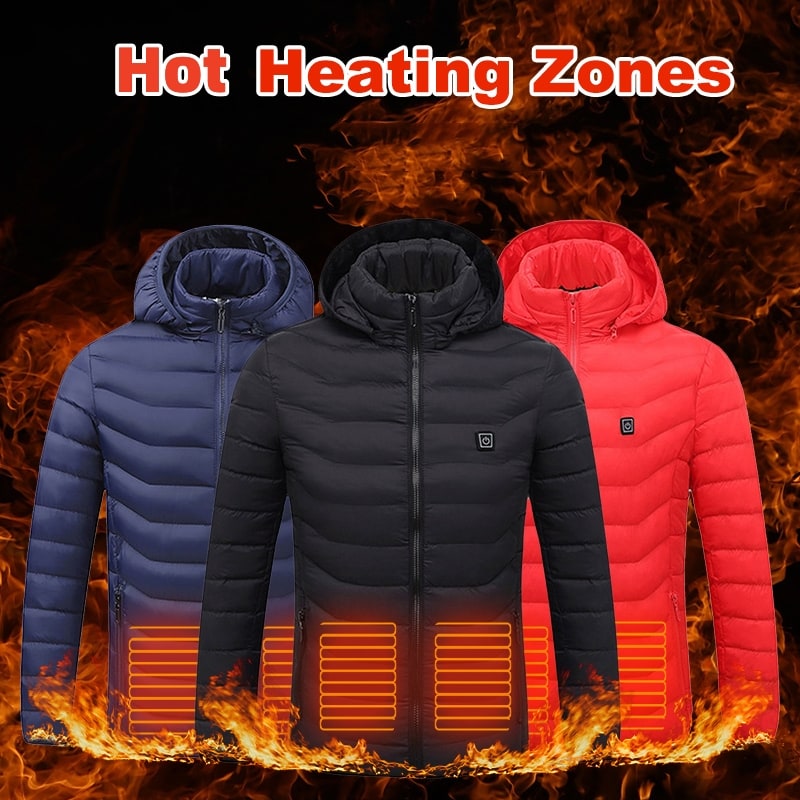 Men's Heated Puffer Jacket with Hood and Quilted Insulation Full Zip - Image 2
