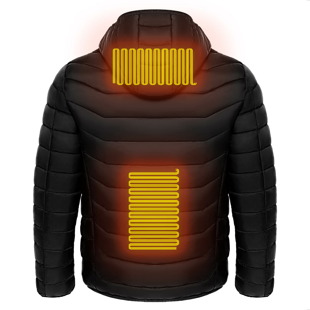 Men's Heated Puffer Jacket with Hood and Quilted Insulation Full Zip - Image 3