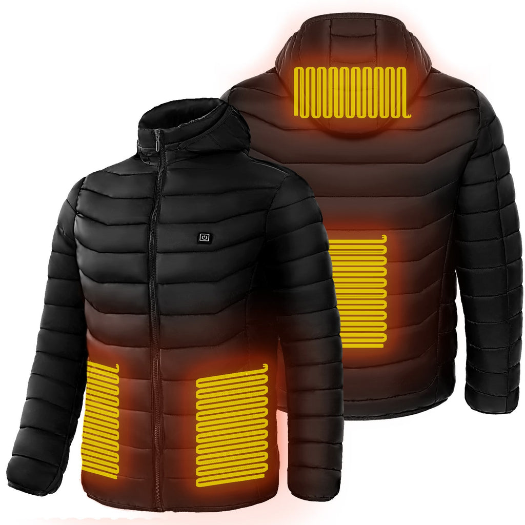 Men's Heated Puffer Jacket with Hood and Quilted Insulation Full Zip - Image 4