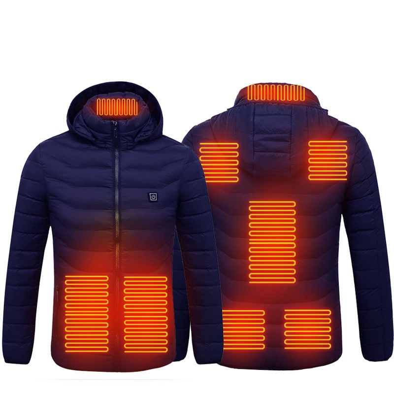 Men's Heated Puffer Jacket with Hood and Quilted Insulation Full Zip - Image 5