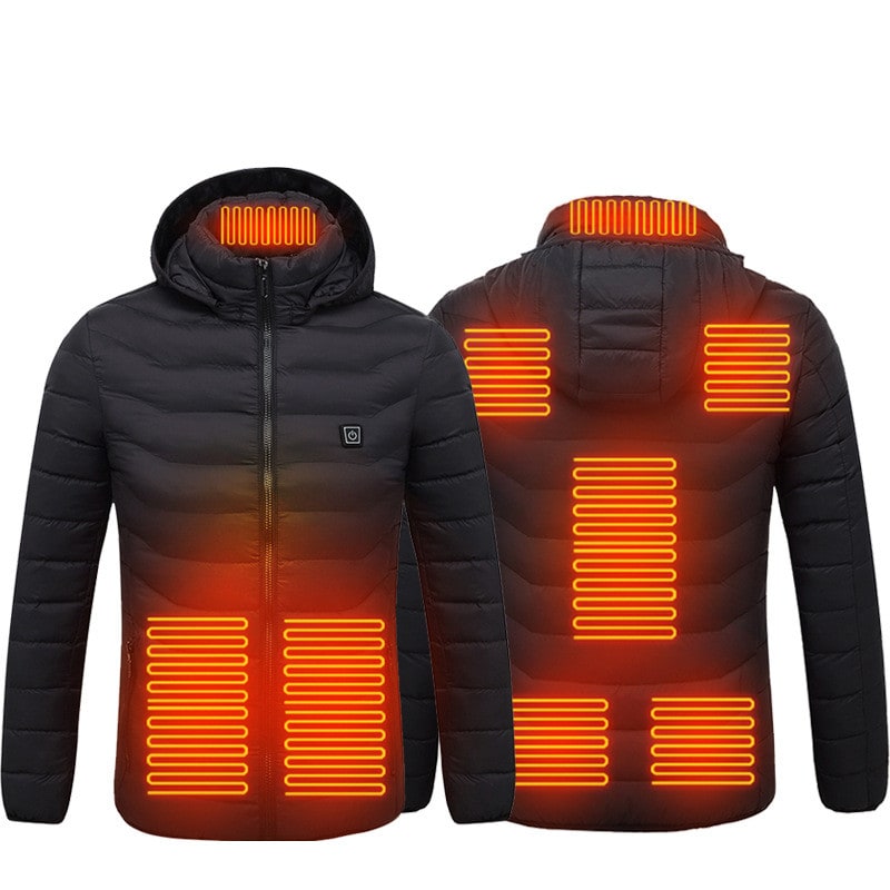 Men's Heated Puffer Jacket with Hood and Quilted Insulation Full Zip - Image 6