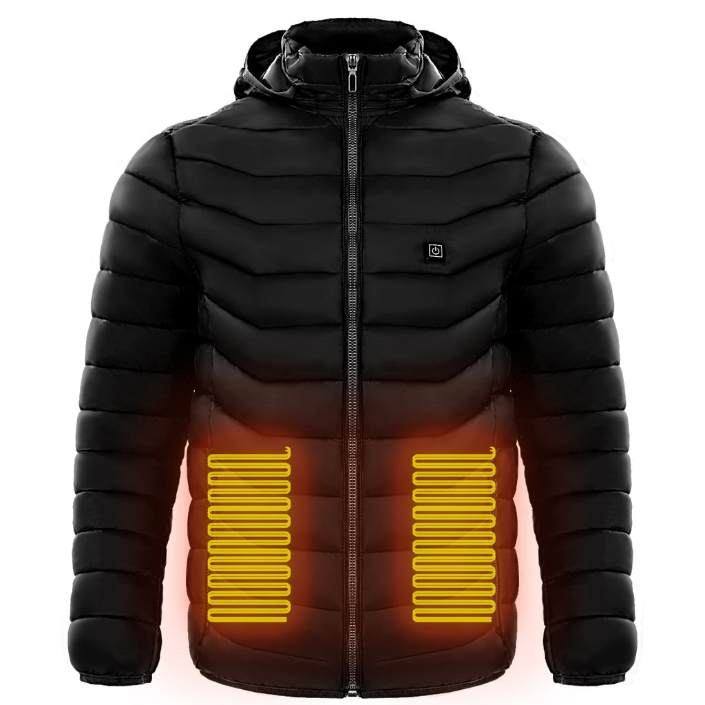 Men's Heated Puffer Jacket with Hood and Quilted Insulation Full Zip - Image 7