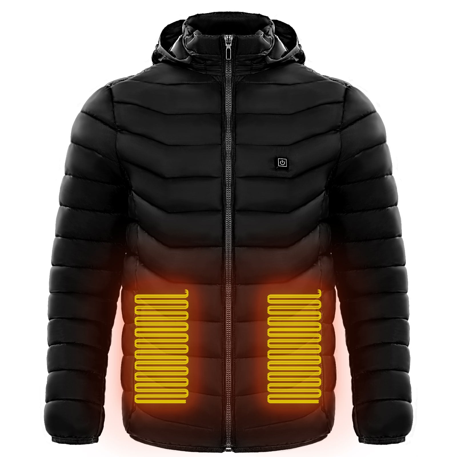 Men's Heated Puffer Jacket with Hood and Quilted Insulation Full Zip - Image 7