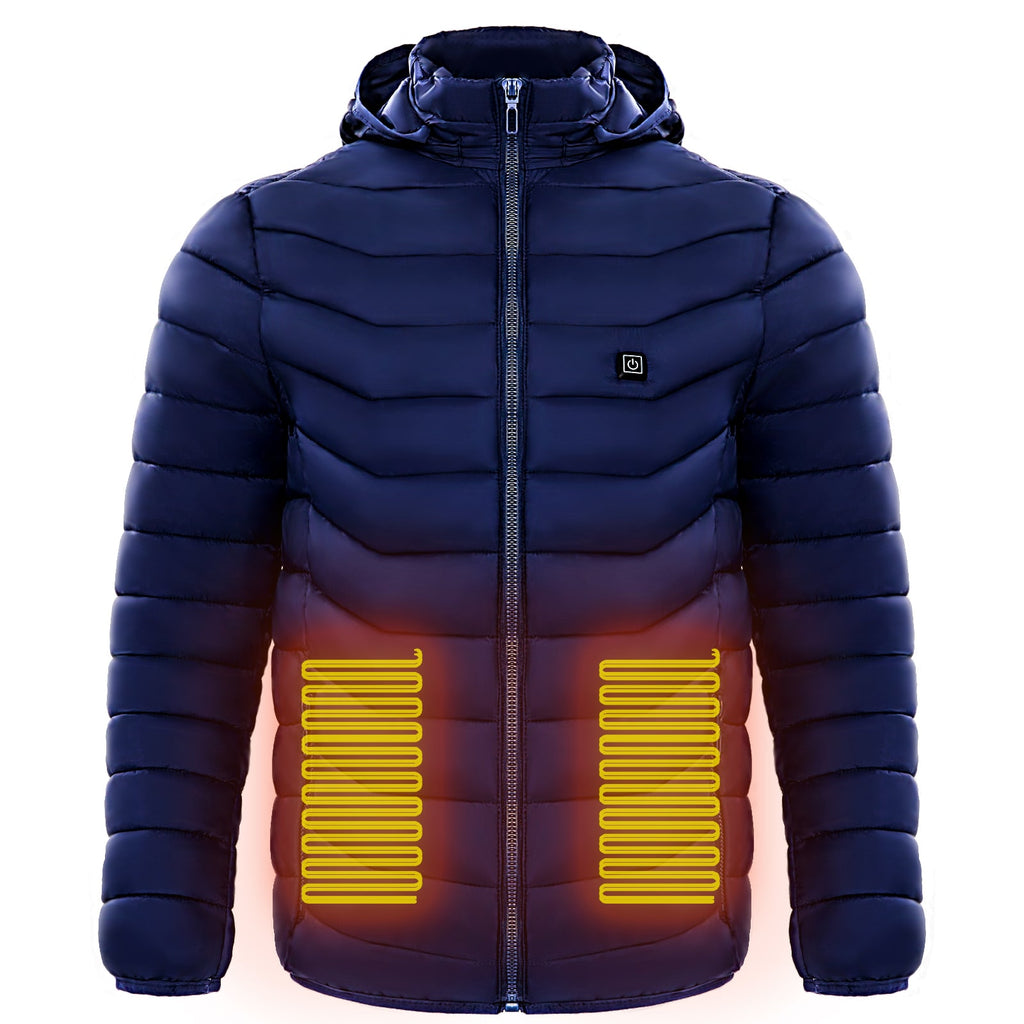 Men's Heated Puffer Jacket with Hood and Quilted Insulation Full Zip - Image 8