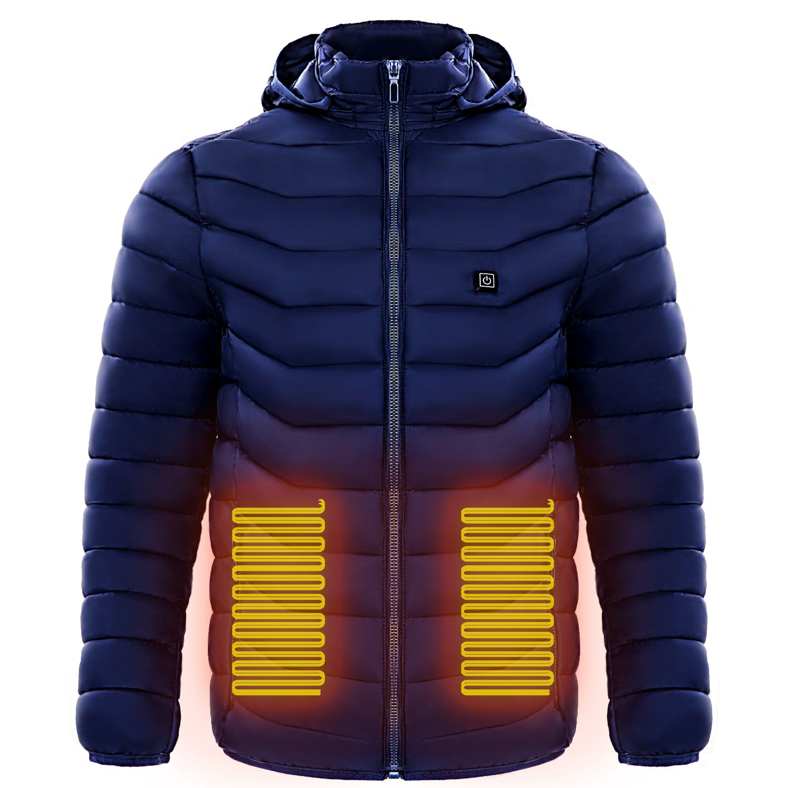 Men's Heated Puffer Jacket with Hood and Quilted Insulation Full Zip - Image 8