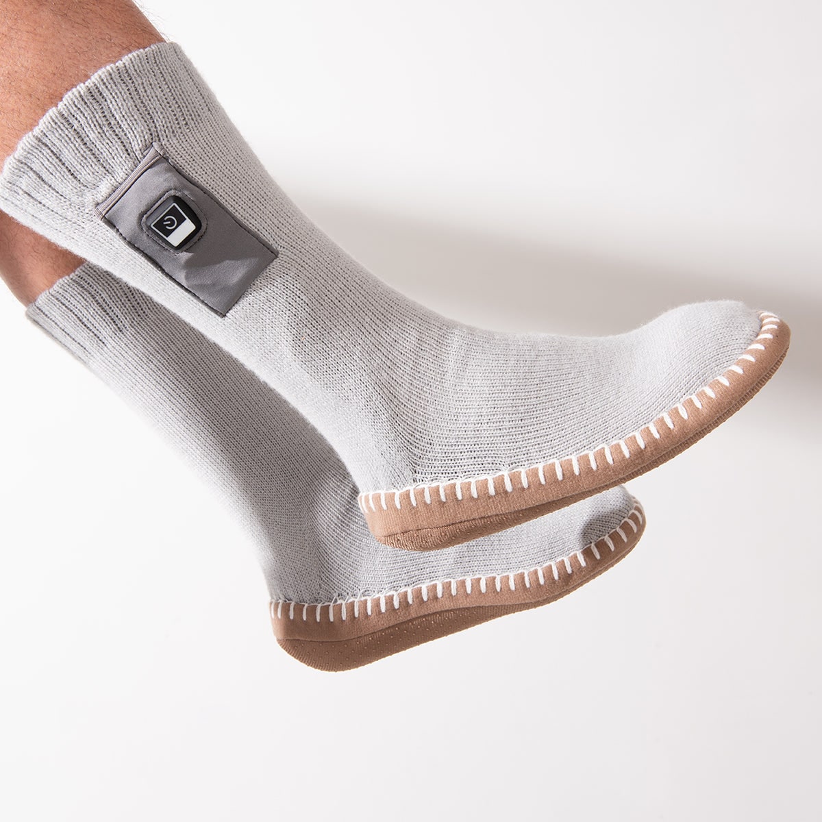 Men's Heated Slipper Socks with Battery Operated Warming and Rechargeable Pack Non-Slip Soles - Image 2