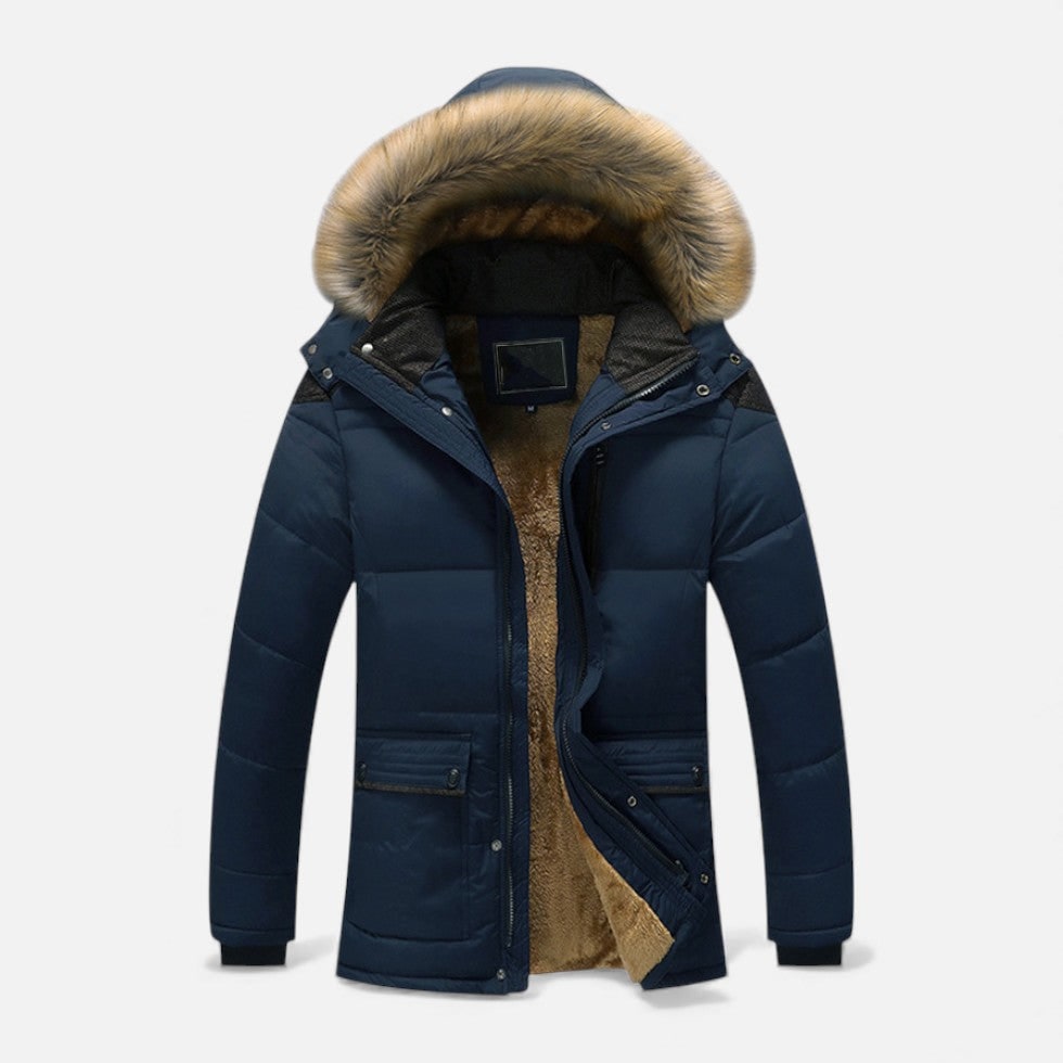 Men's Hooded Winter Coat with Quilted Shell and Fleece Lining - Image 3