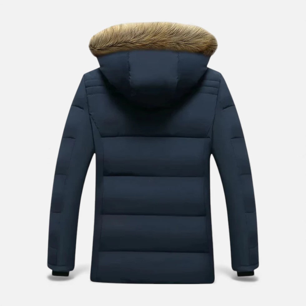 Men's Hooded Winter Coat with Quilted Shell and Fleece Lining - Image 4