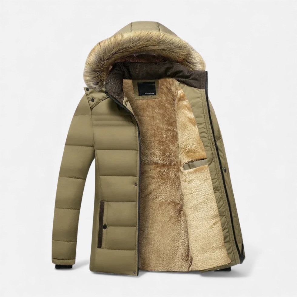 Men's Hooded Winter Coat with Quilted Shell and Fleece Lining - Image 5