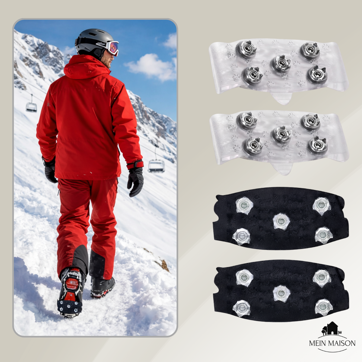 Men's Ice Cleats with Metal Spikes and Silicone Shoe Studs for Winter Traction - Image 4