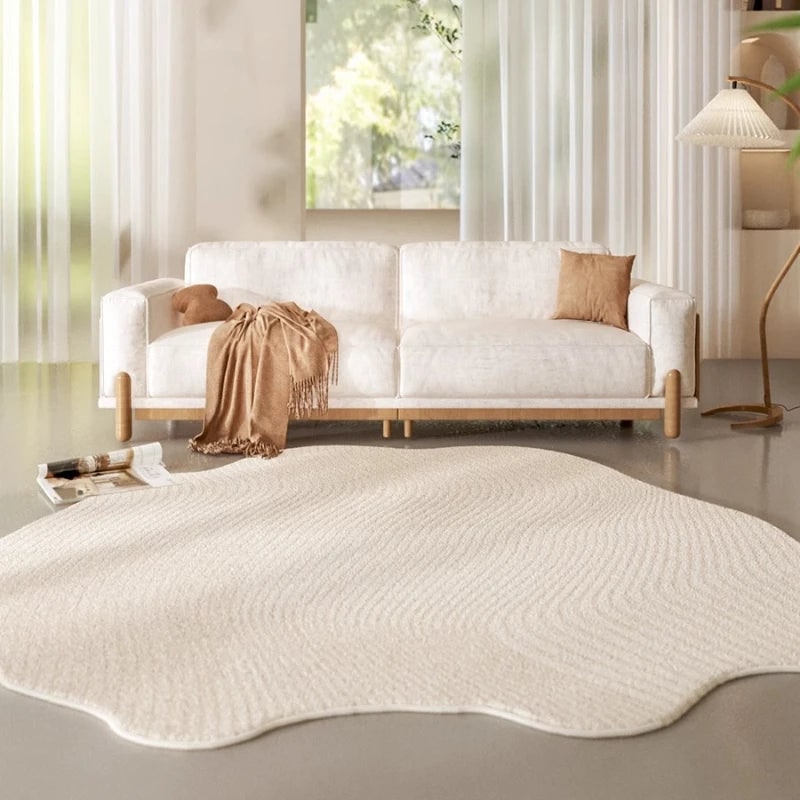 Men's Irregular Area Rug with Textured Geometric Pattern and Whipstitched Edges - Image 1