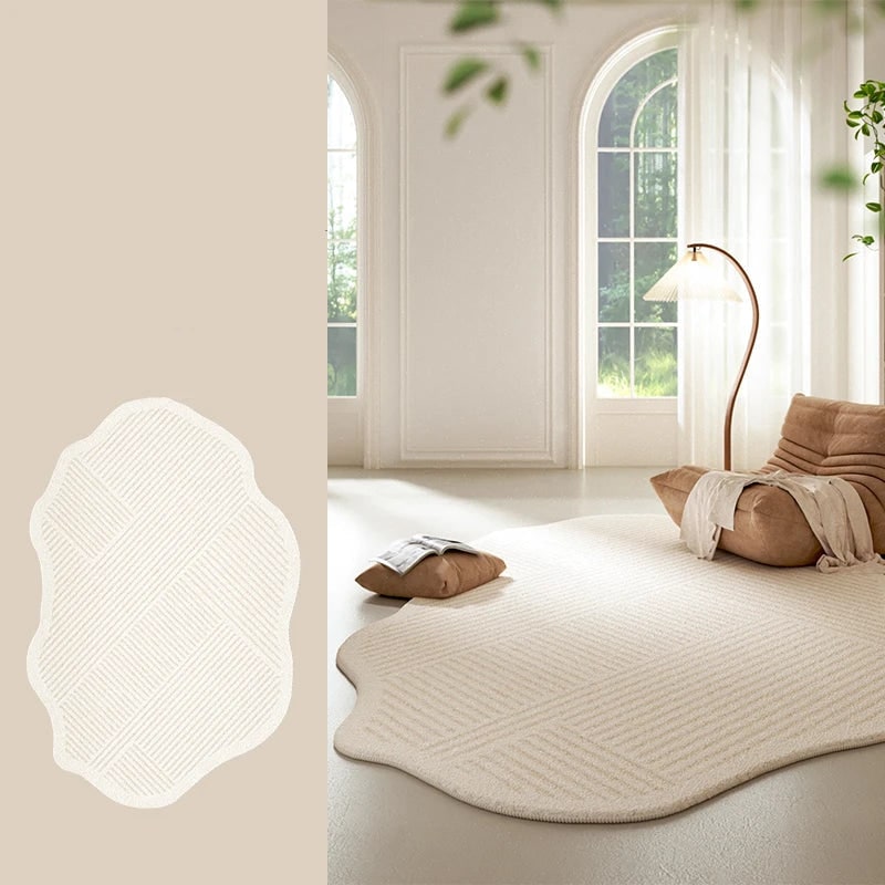 Men's Irregular Area Rug with Textured Geometric Pattern and Whipstitched Edges - Image 10
