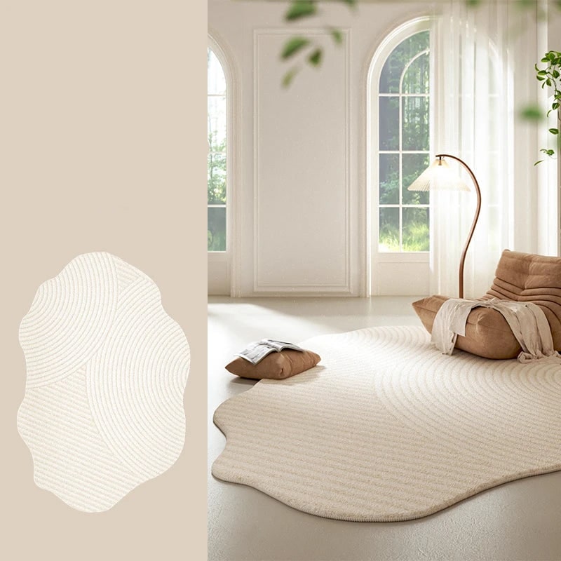 Men's Irregular Area Rug with Textured Geometric Pattern and Whipstitched Edges - Image 17