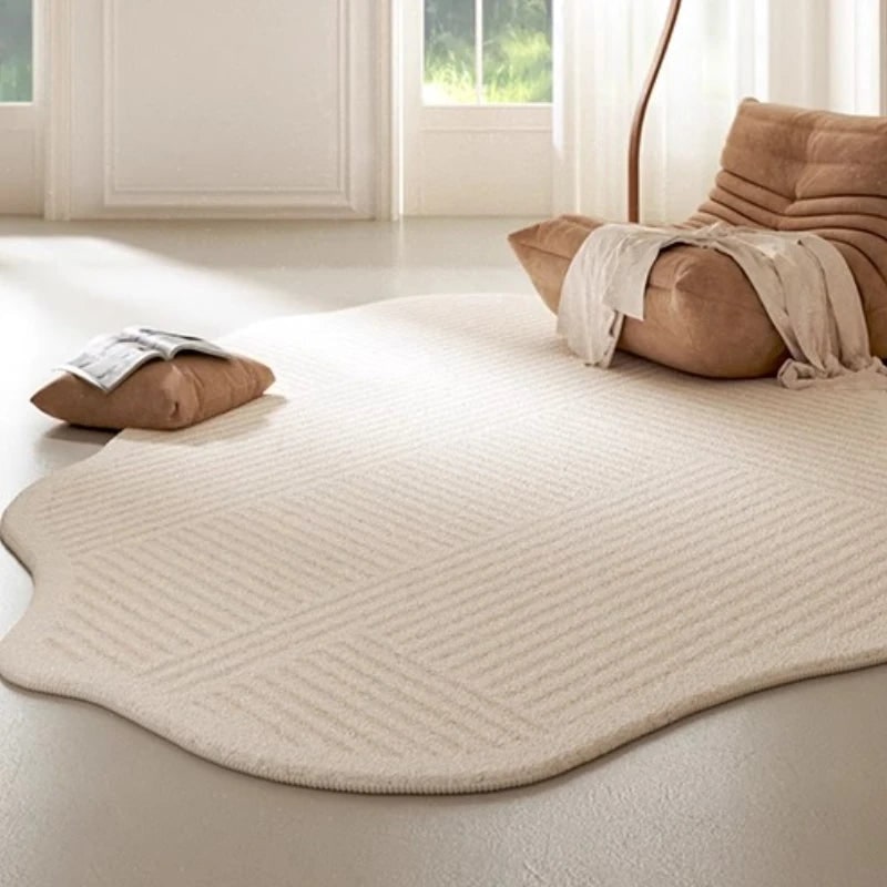 Men's Irregular Area Rug with Textured Geometric Pattern and Whipstitched Edges - Image 2