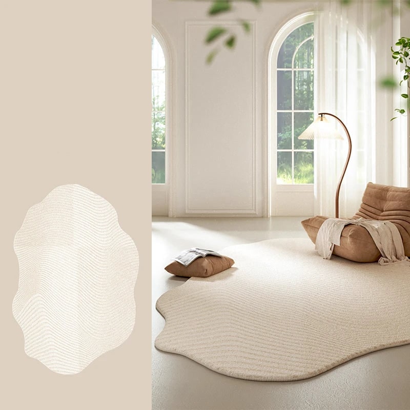 Men's Irregular Area Rug with Textured Geometric Pattern and Whipstitched Edges - Image 6