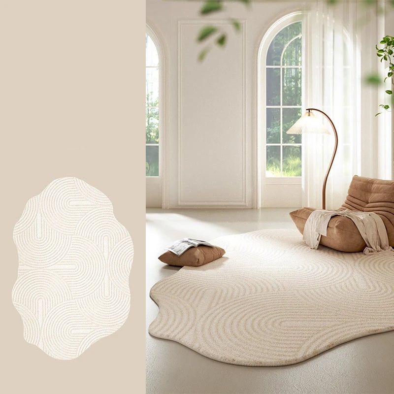 Men's Irregular Area Rug with Textured Geometric Pattern and Whipstitched Edges - Image 7