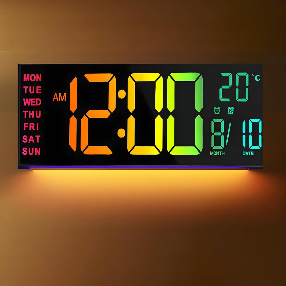 Men's Large LED Digital Alarm Clock with Rgb Display and Nightlight for Bedroom - Image 1
