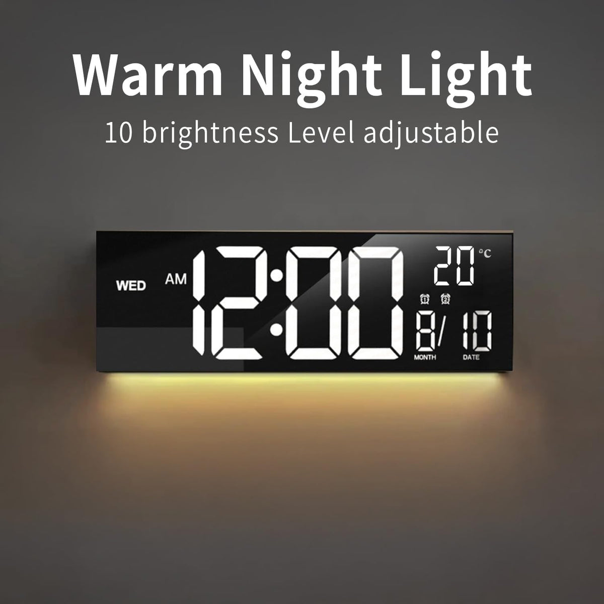 Men's Large LED Digital Alarm Clock with Rgb Display and Nightlight for Bedroom - Image 2