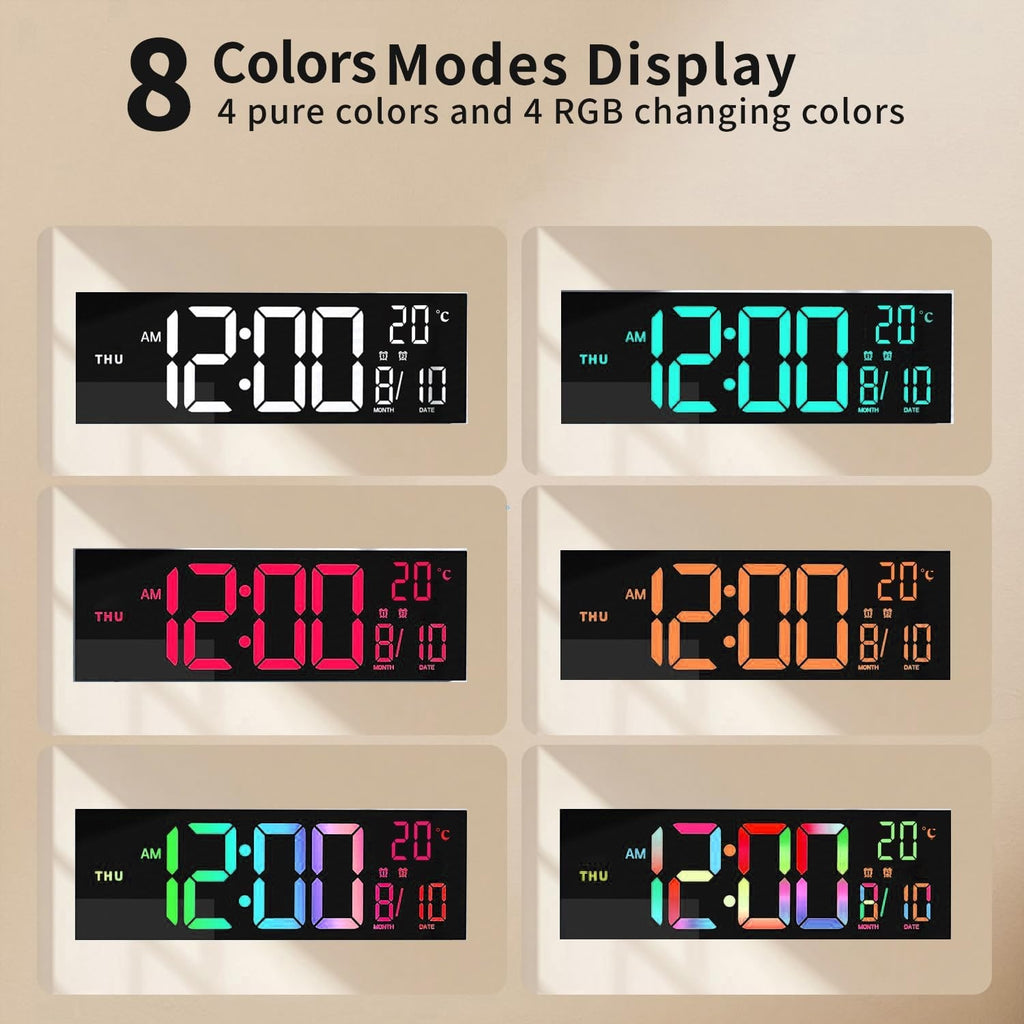 Men's Large LED Digital Alarm Clock with Rgb Display and Nightlight for Bedroom - Image 3