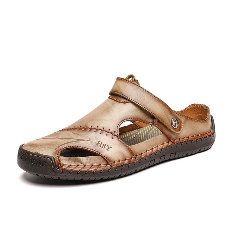 Men's Leather Sandals Slip on Shoes with Breathable Design for Comfortable Wear - Image 7