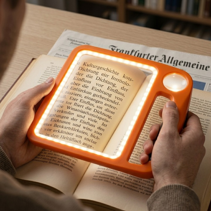 Men's LED Lighted Magnifying Glass Handheld Reading Adjustable Light and Dual Lens for Seniors - Image 1