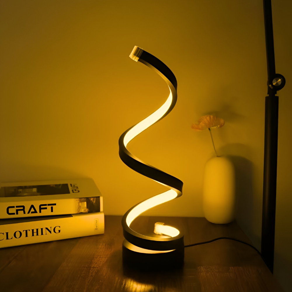 Men's LED Table Lamp with Adjustable Color Temperature and Spiral Design - Image 1