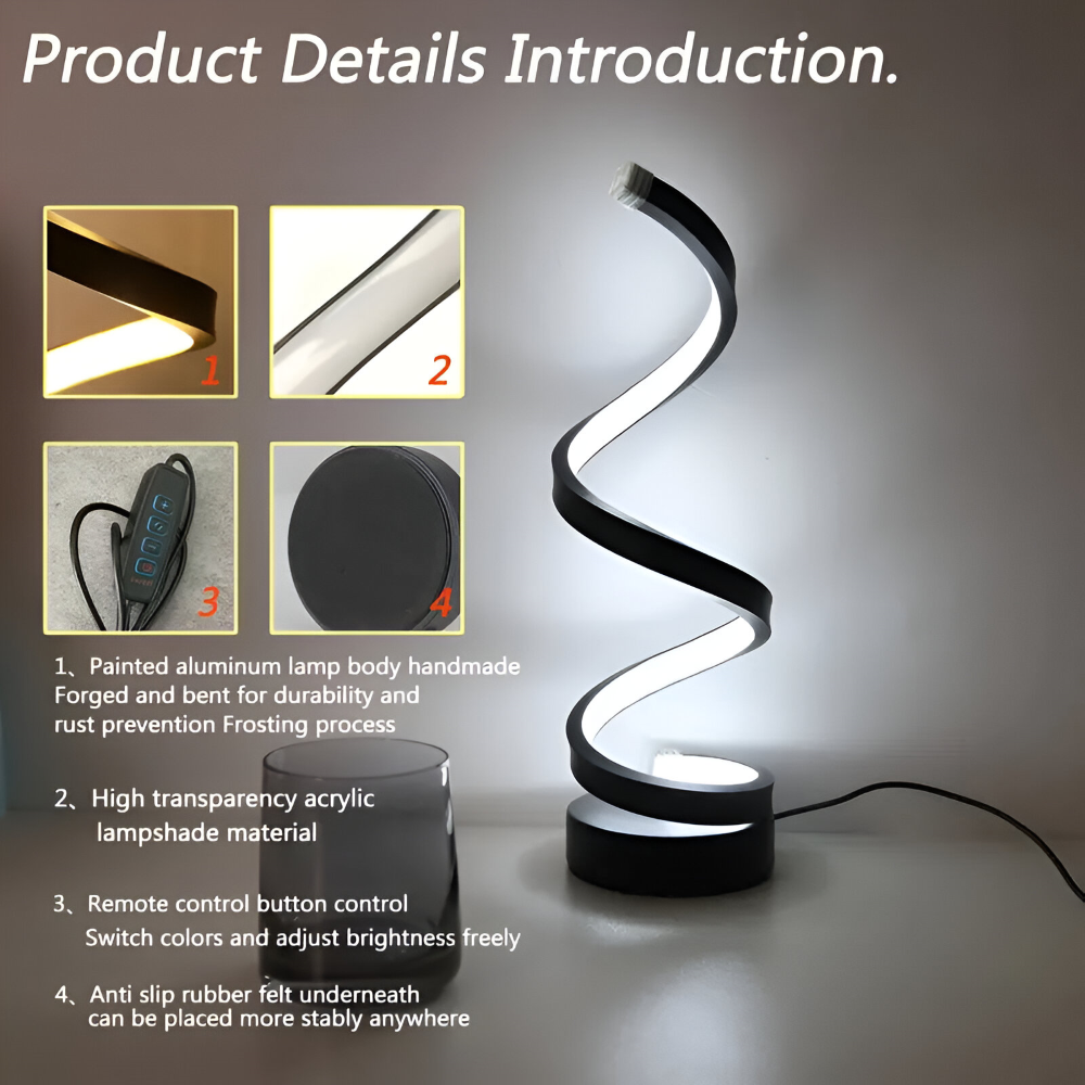 Men's LED Table Lamp with Adjustable Color Temperature and Spiral Design - Image 12