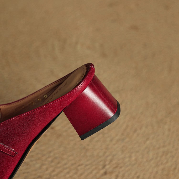 Men's Mary Jane Shoes Mules Block Heels Square Toe Buckle Strap - Image 9