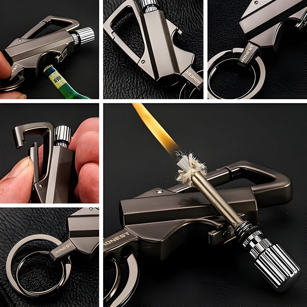 Men's Permanent Match Lighter Keychain with Metal Striker and Flint Fire Starter - Image 8