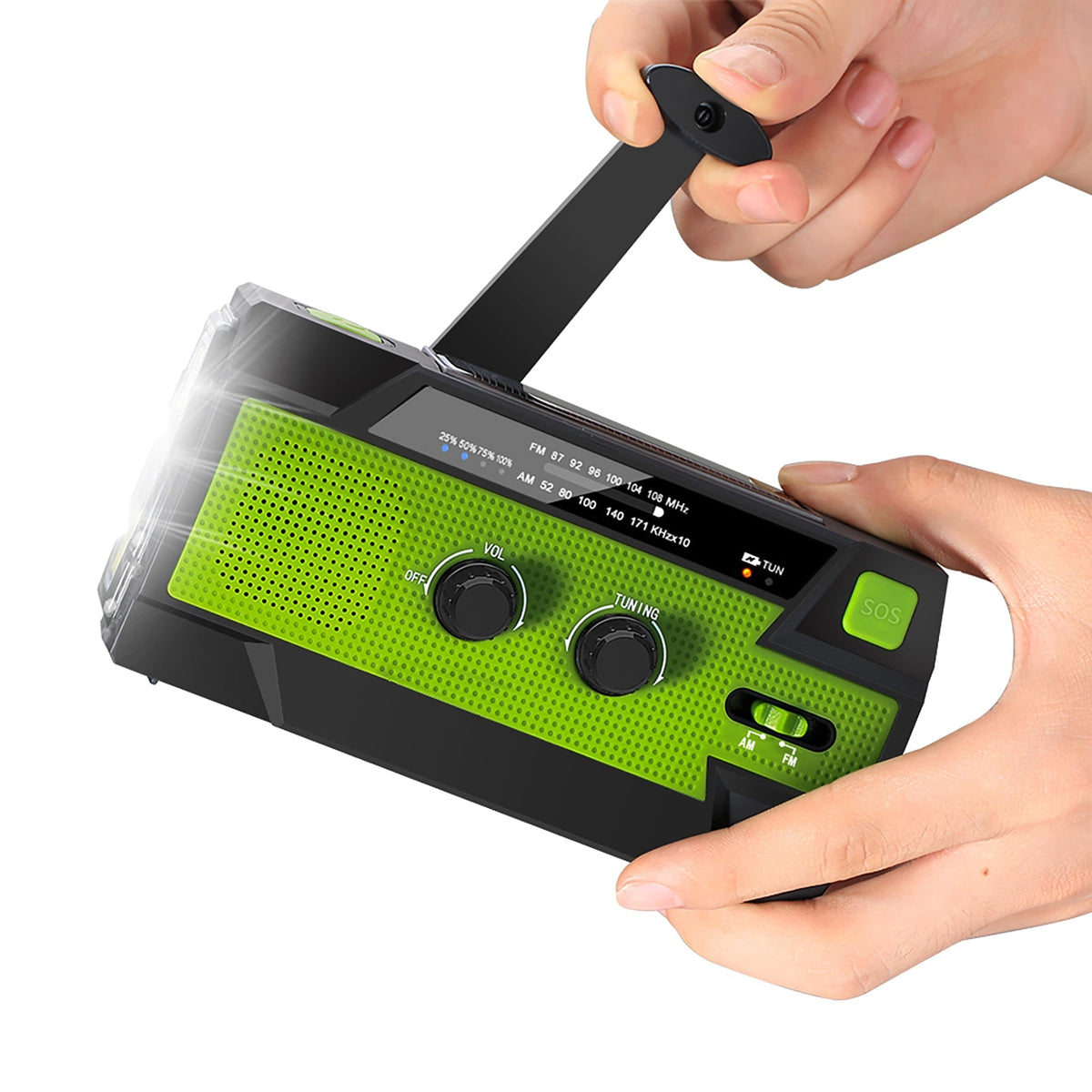 Men's Portable Emergency Radio with Hand Crank Solar Powered Weather Band and Flashlight - Image 5