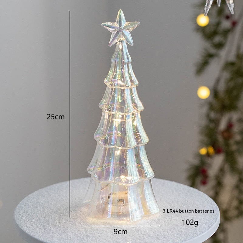 Men's Pre-Lit LED Glass Christmas Tree with Star Topper for Tabletop - Image 1