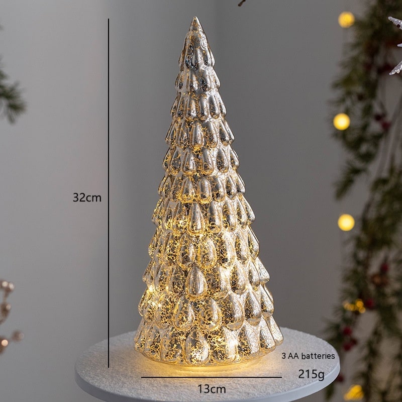 Men's Pre-Lit LED Glass Christmas Tree with Star Topper for Tabletop - Image 10