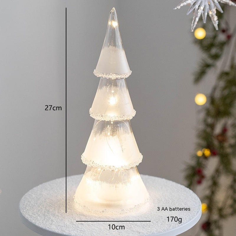 Men's Pre-Lit LED Glass Christmas Tree with Star Topper for Tabletop - Image 12