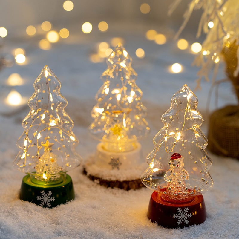 Men's Pre-Lit LED Glass Christmas Tree with Star Topper for Tabletop - Image 13