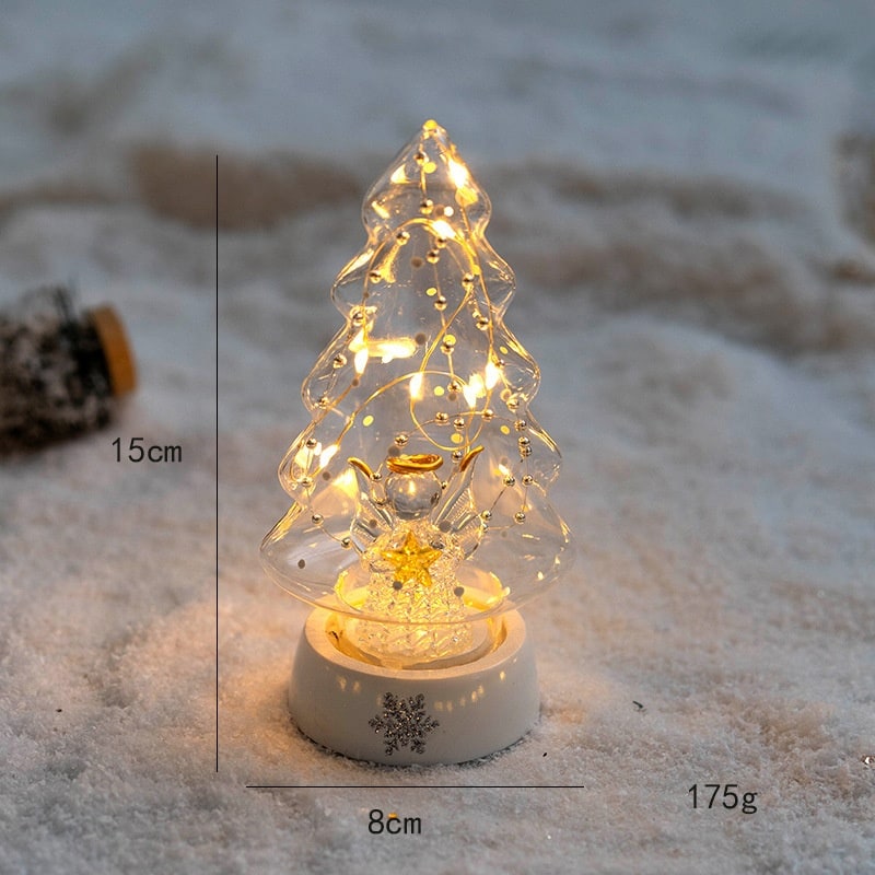 Men's Pre-Lit LED Glass Christmas Tree with Star Topper for Tabletop - Image 14