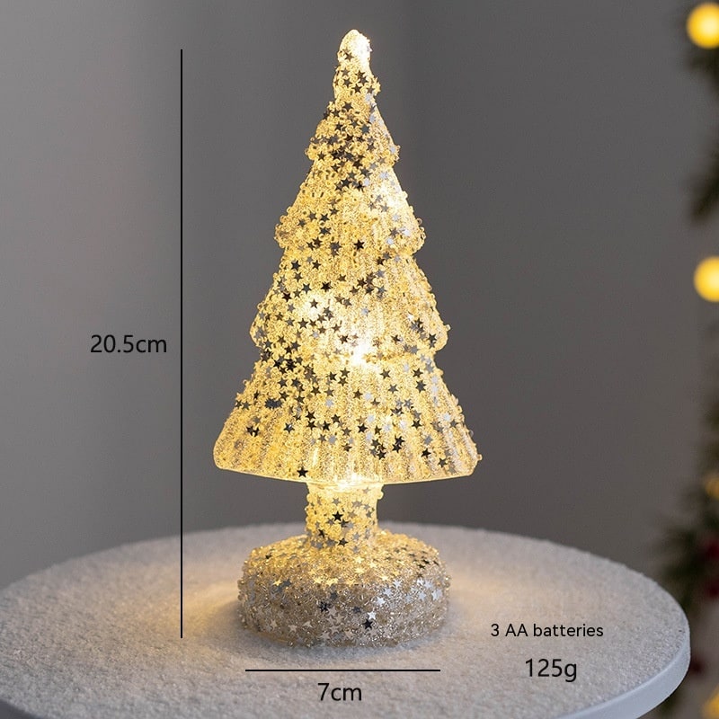 Men's Pre-Lit LED Glass Christmas Tree with Star Topper for Tabletop - Image 15