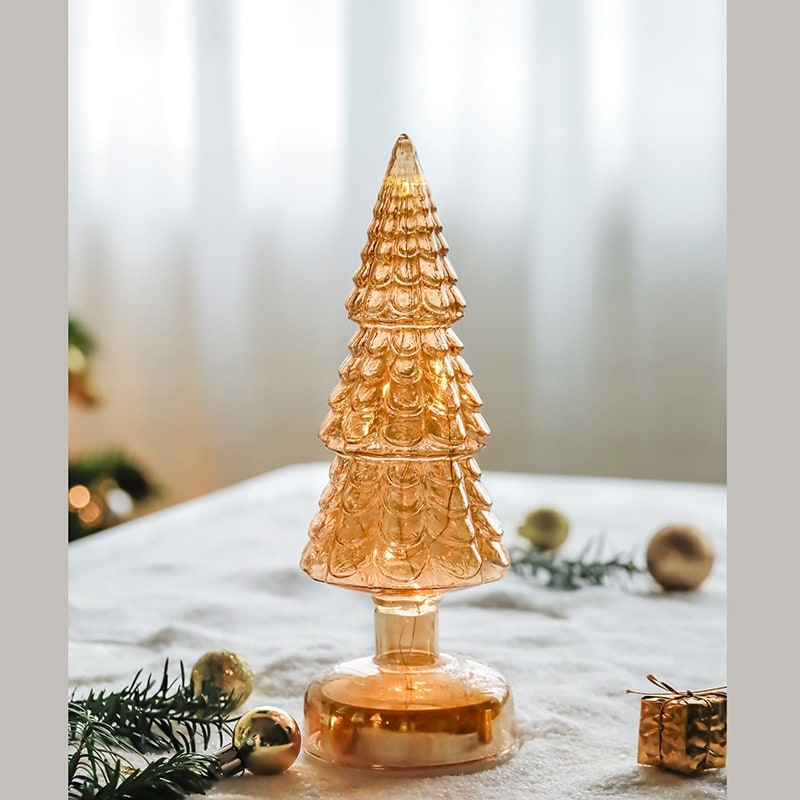 Men's Pre-Lit LED Glass Christmas Tree with Star Topper for Tabletop - Image 17