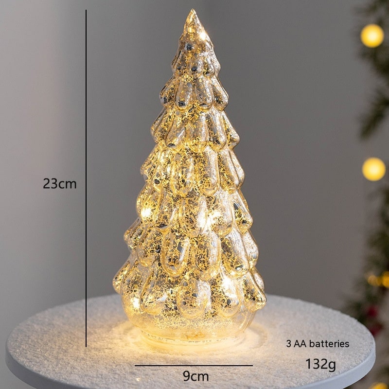 Men's Pre-Lit LED Glass Christmas Tree with Star Topper for Tabletop - Image 18