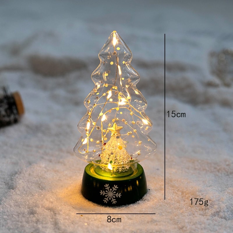 Men's Pre-Lit LED Glass Christmas Tree with Star Topper for Tabletop - Image 2