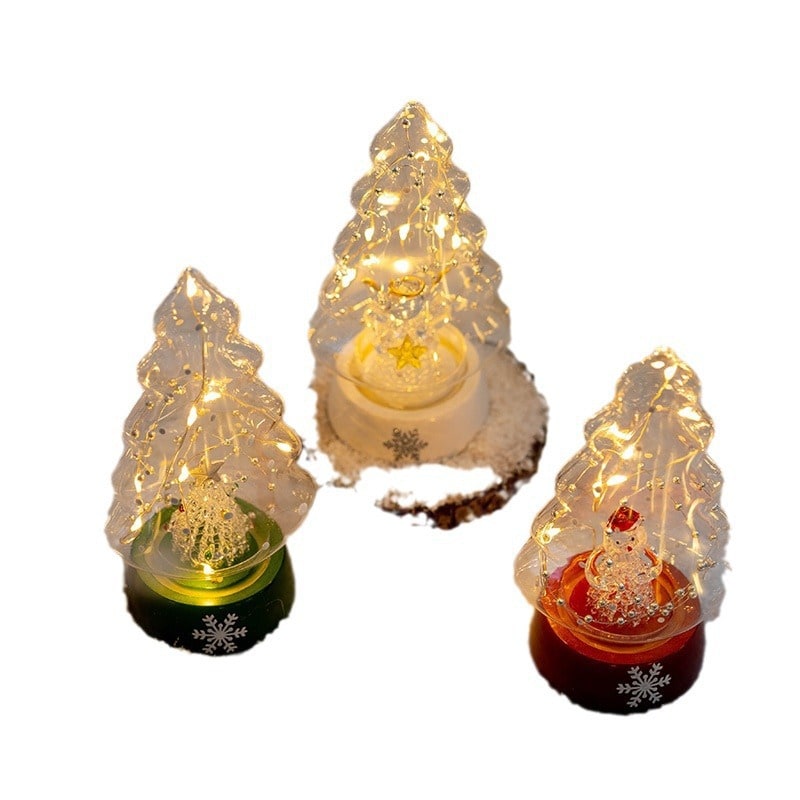 Men's Pre-Lit LED Glass Christmas Tree with Star Topper for Tabletop - Image 20