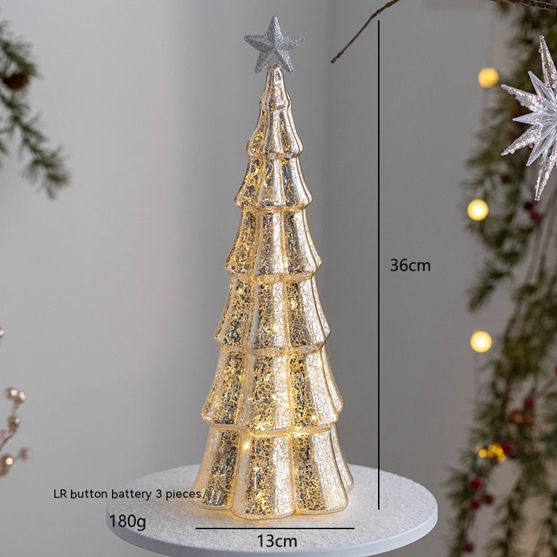 Men's Pre-Lit LED Glass Christmas Tree with Star Topper for Tabletop - Image 21