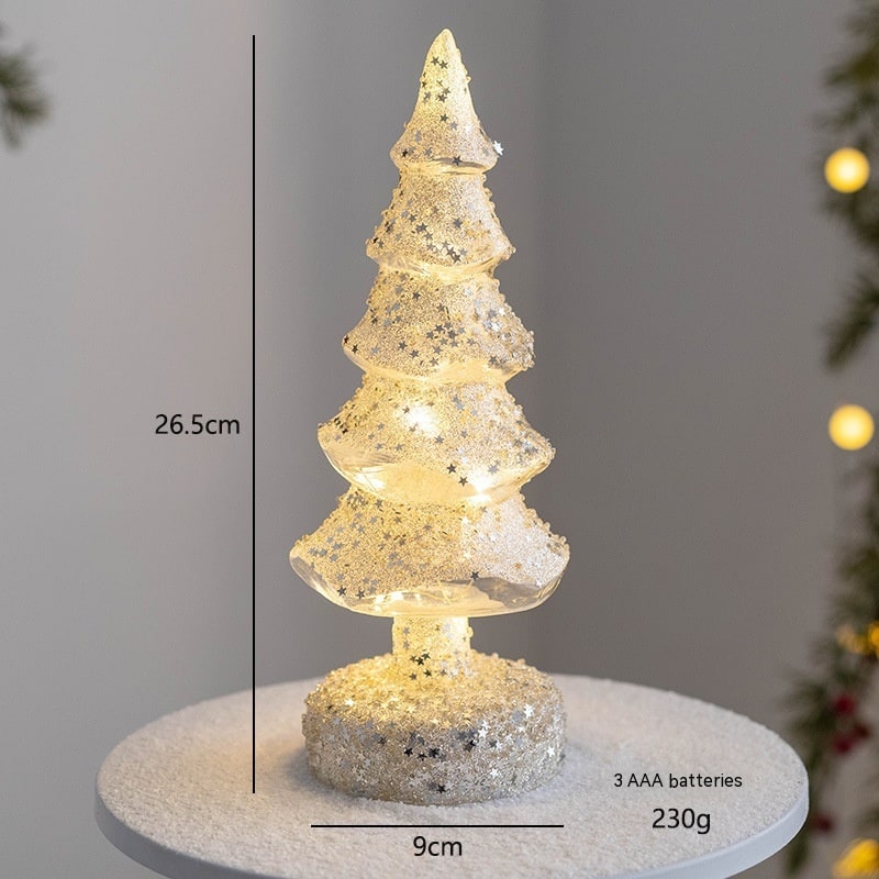 Men's Pre-Lit LED Glass Christmas Tree with Star Topper for Tabletop - Image 22