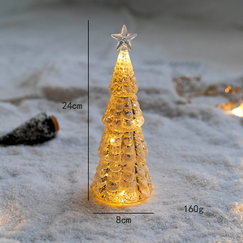 Men's Pre-Lit LED Glass Christmas Tree with Star Topper for Tabletop - Image 24