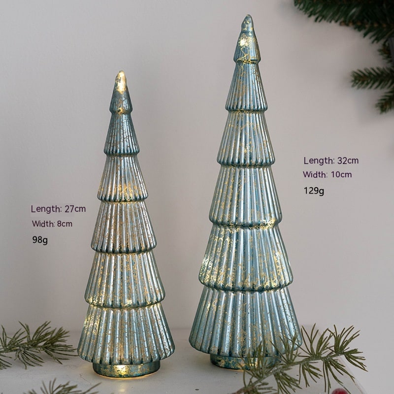 Men's Pre-Lit LED Glass Christmas Tree with Star Topper for Tabletop - Image 25