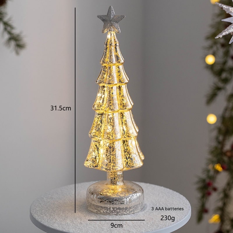 Men's Pre-Lit LED Glass Christmas Tree with Star Topper for Tabletop - Image 26