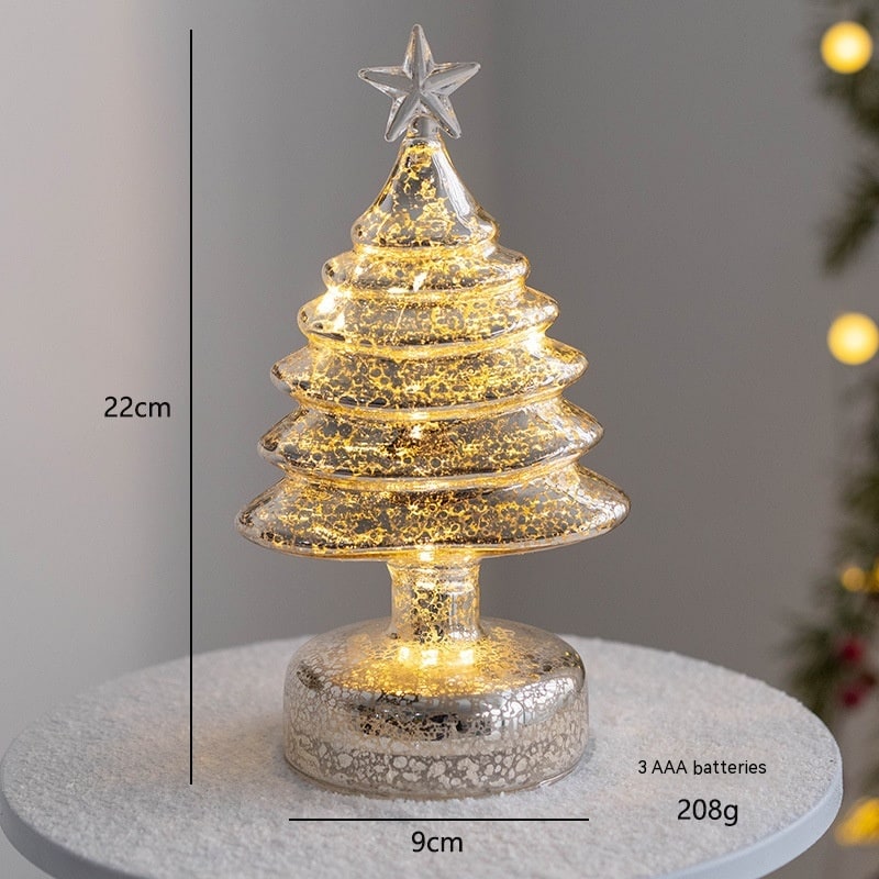 Men's Pre-Lit LED Glass Christmas Tree with Star Topper for Tabletop - Image 3