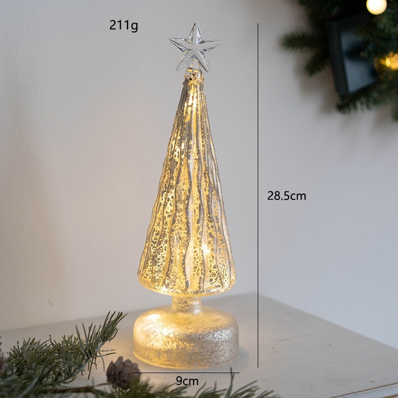 Men's Pre-Lit LED Glass Christmas Tree with Star Topper for Tabletop - Image 4