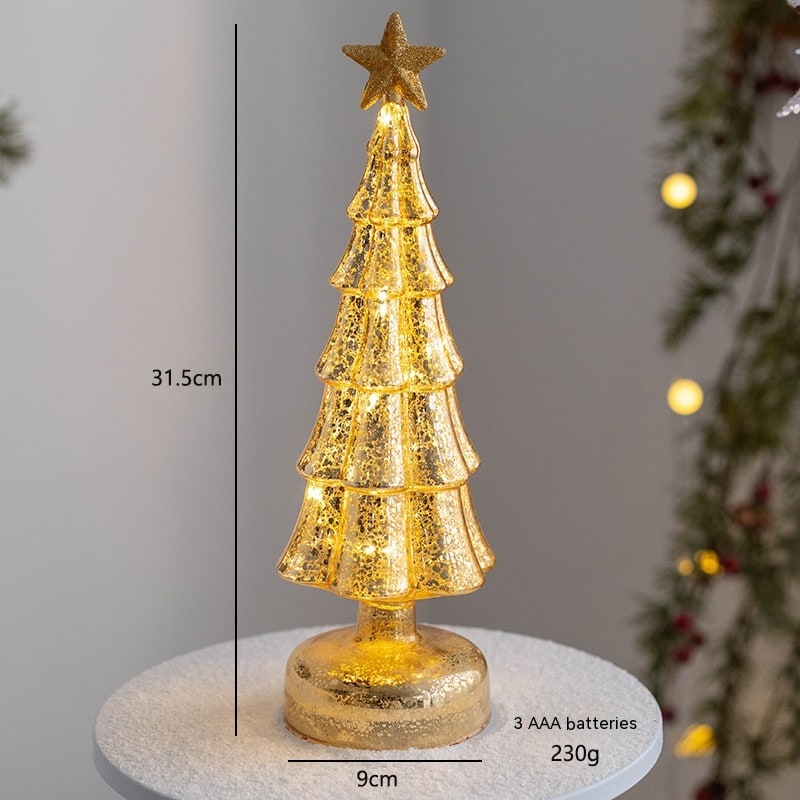 Men's Pre-Lit LED Glass Christmas Tree with Star Topper for Tabletop - Image 5