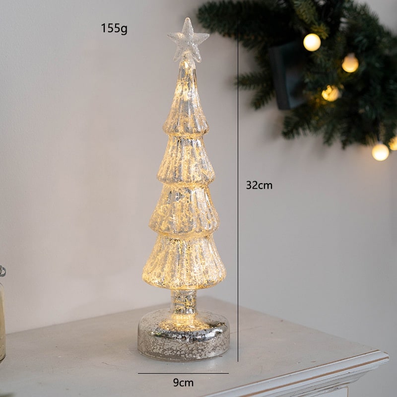 Men's Pre-Lit LED Glass Christmas Tree with Star Topper for Tabletop - Image 6